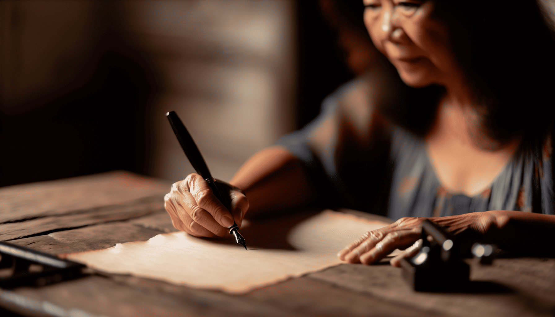 Person writing on a piece of paper