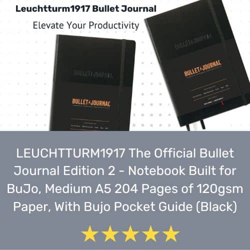 LEUCHTTURM1917 The Official Bullet Journal Edition 2 - Notebook Built for BuJo, Medium A5 204 Pages of 120gsm Paper, With Bujo Pocket Guide (Black)