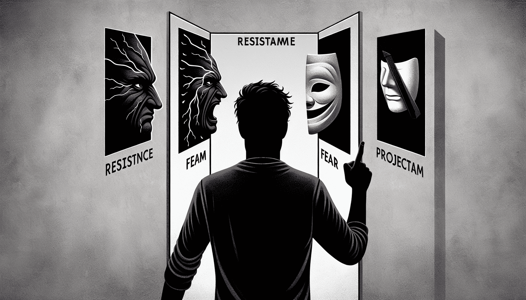 Illustration depicting common challenges in shadow work
