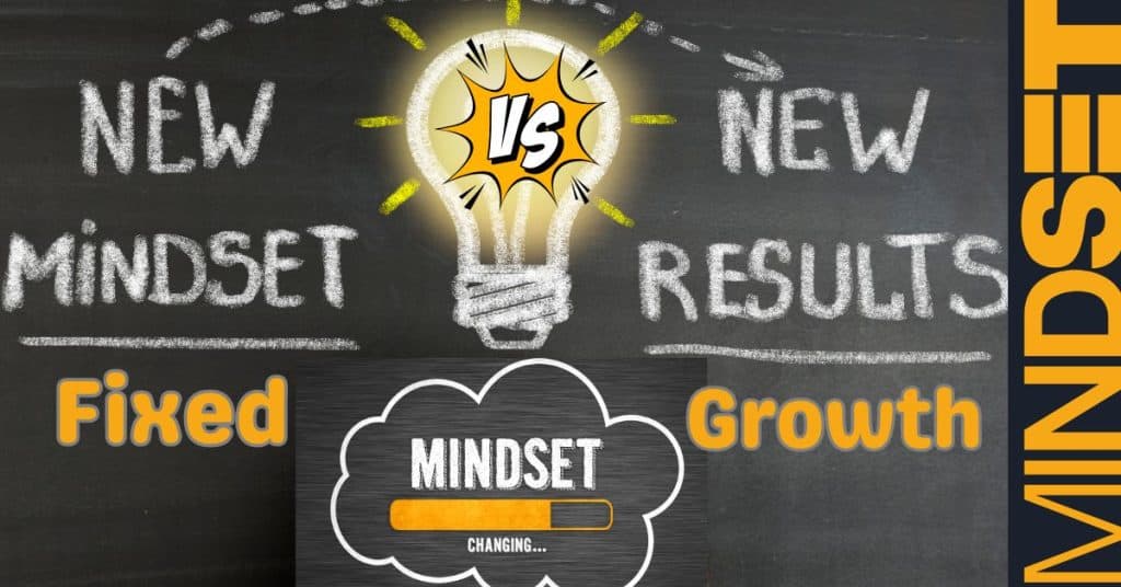 Fixed vs Growth Mindset written on chalkboard