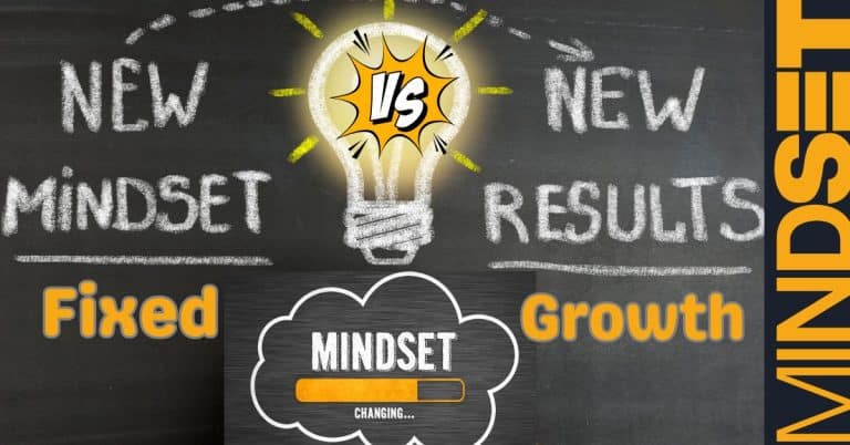 Fixed vs Growth Mindset written on chalkboard